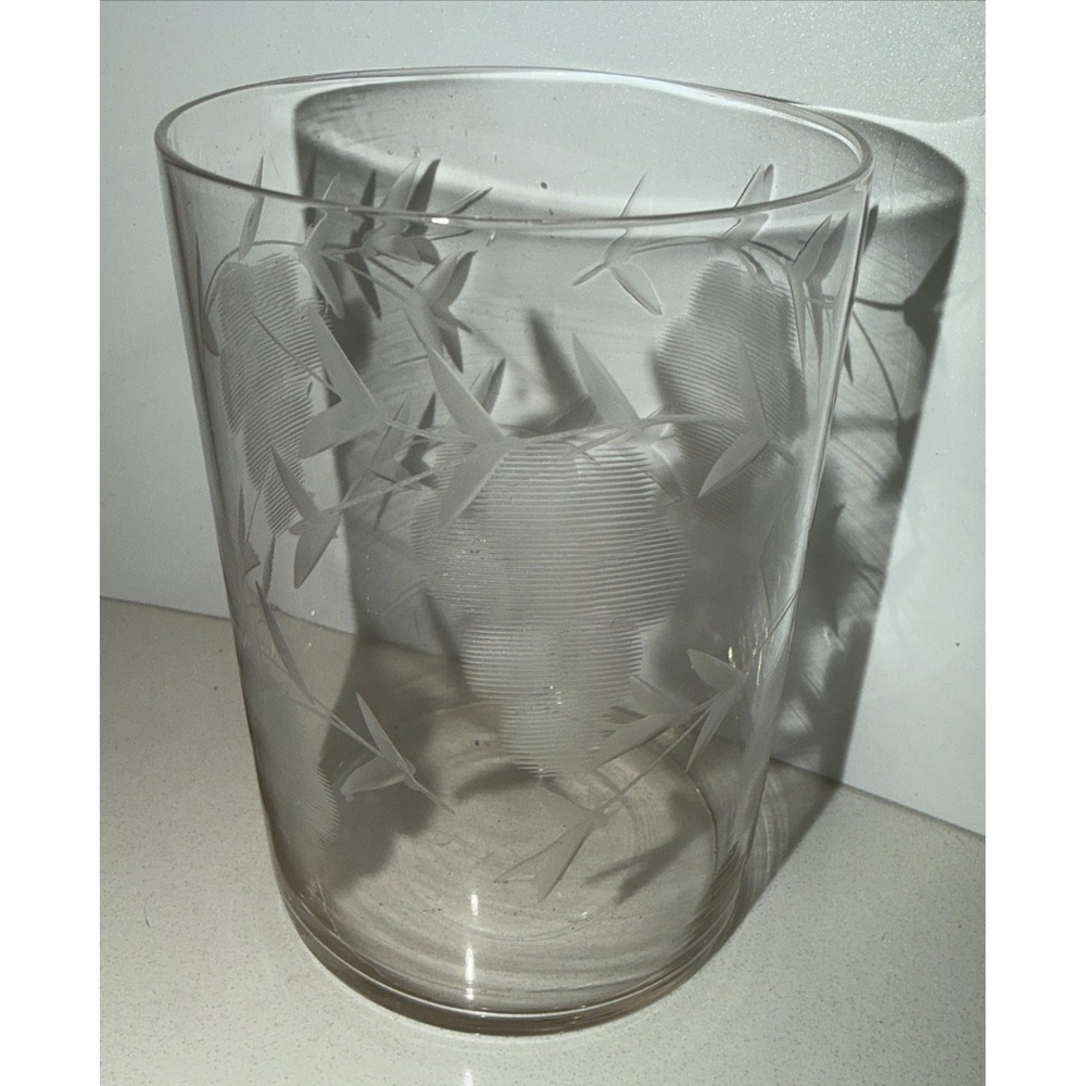 Vintage Princess House Heritage Crystal  Glass MCM Grapes Etched Retro Barware
